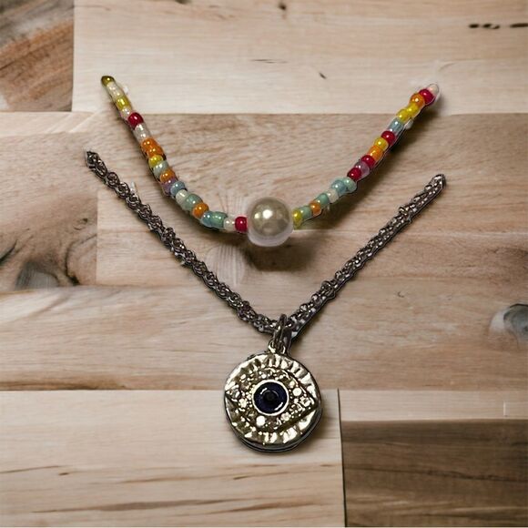 NWT Inc International Concept Silver-Tone 2-Pc Mixed Bead Crystal Evil Eye - Picture 1 of 6